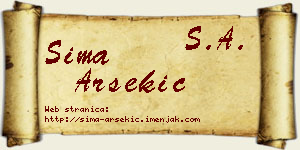 Sima Arsekić vizit kartica